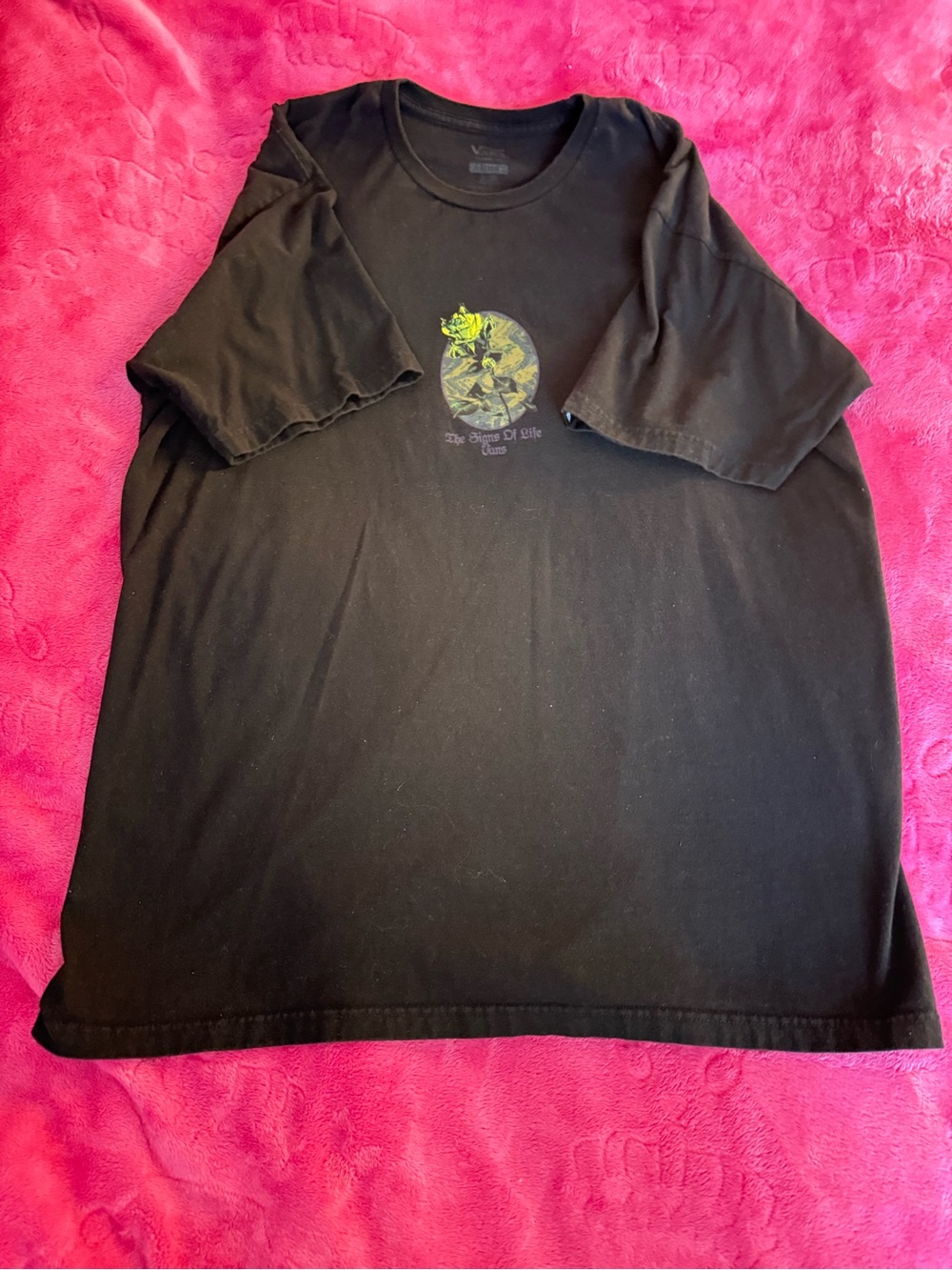Vans Black Short Sleeve Tee with Small Green Graphic